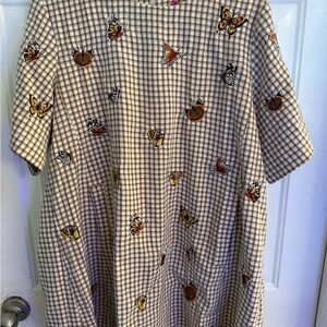 QUEEN OF SPARKLES Checkered Mini Dress with Butterfly Embroidery